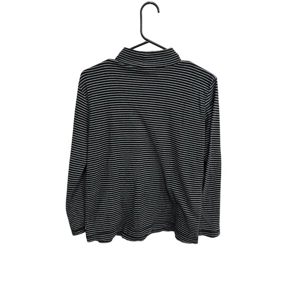 Liz Claiborne Striped Turtleneck Long Sleeve Top Black White Sz Small Knit Chic - Picture 2 of 9